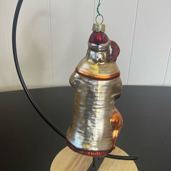 Old World Christmas Ornament Colorful Glass Santa Claus Red Gold Snow Scene 5.5" - Picture 6 of 8